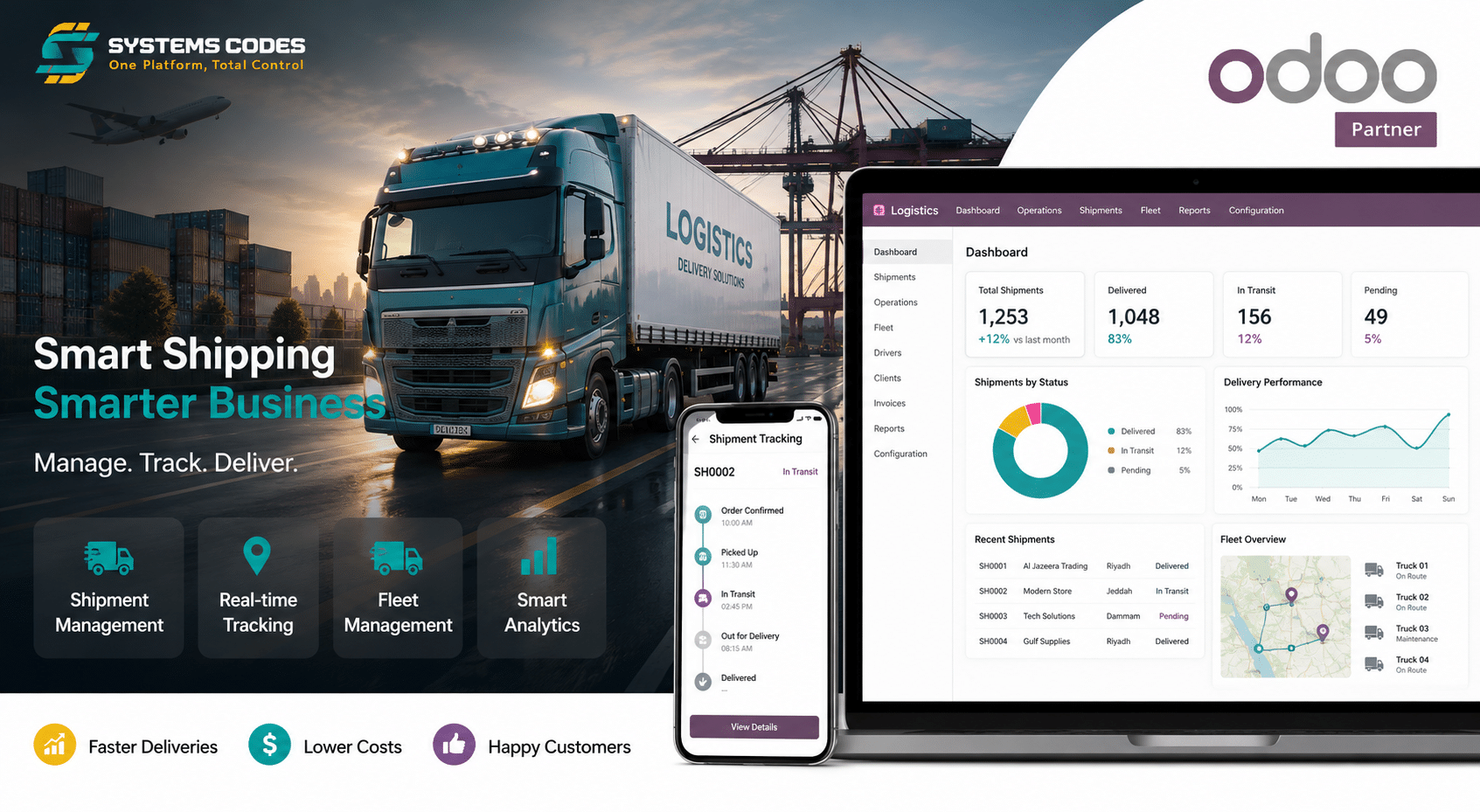 إدارة شركات الشحن عبر Odoo 2026 | أفضل نظام ERP للخدمات اللوجستية