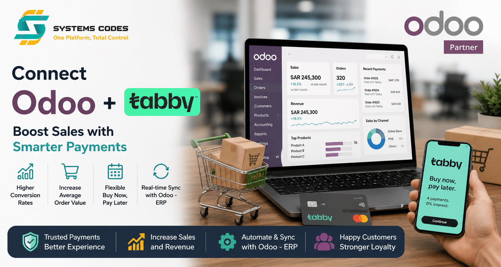 ربط Odoo مع تابي لزيادة المبيعات