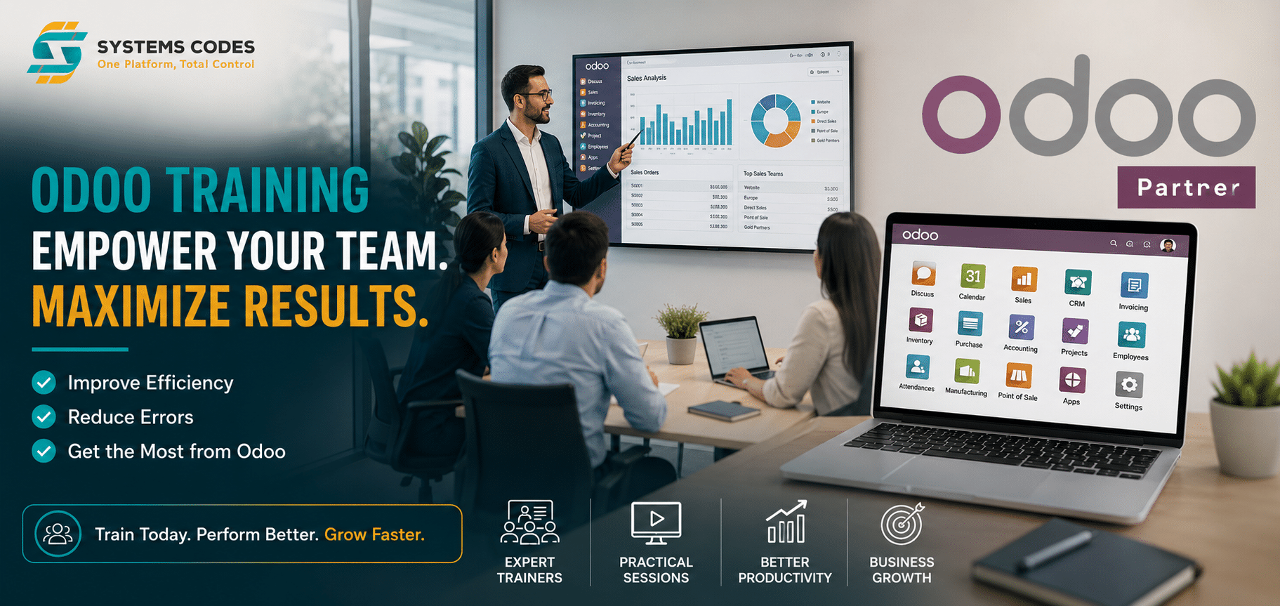 تدريب Odoo الاحترافي يساعد الشركات على رفع كفاءة الموظفين وتقليل الأخطاء وتسريع التحول الرقمي وتحقيق أقصى استفادة من نظام ERP