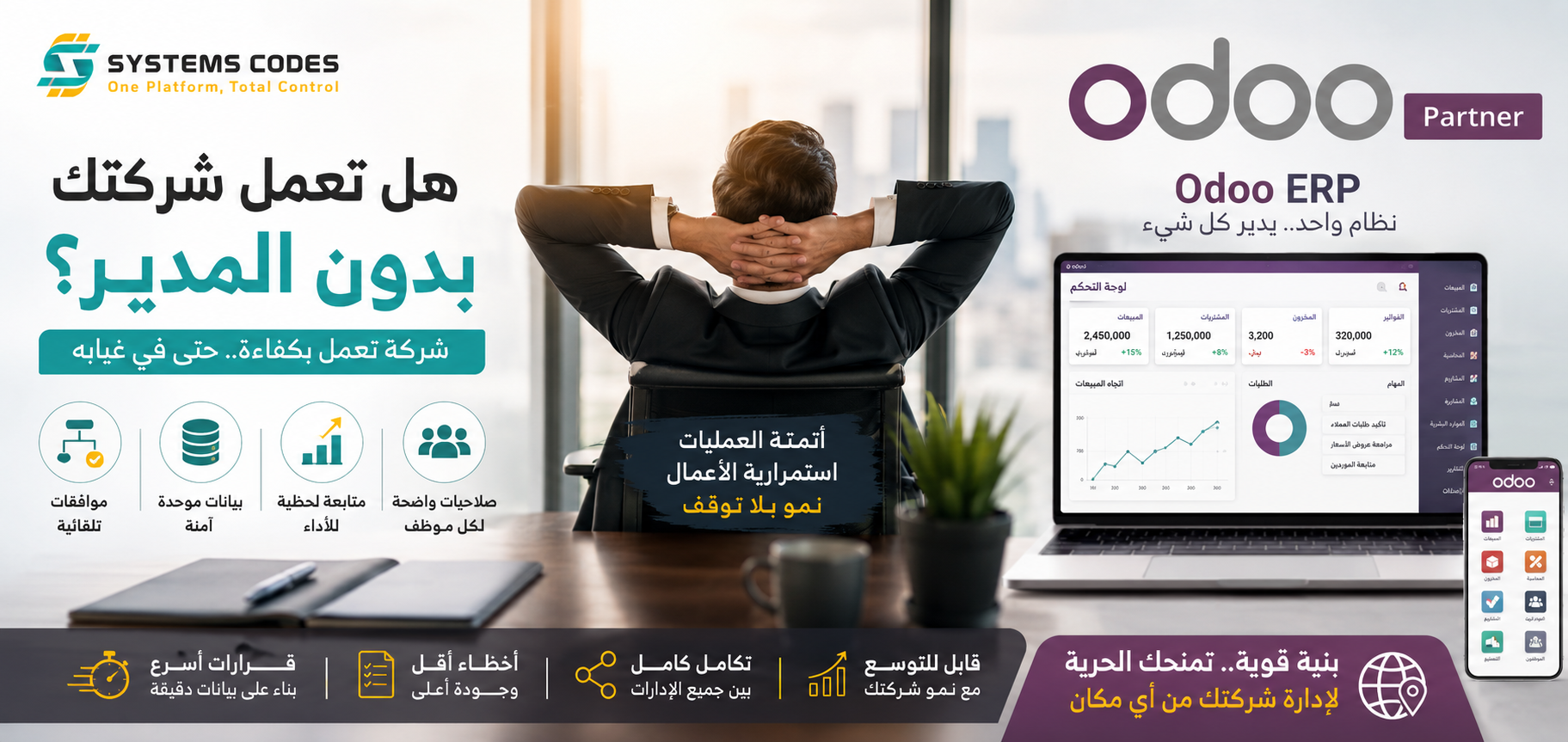 هل تعمل شركتك بدون المدير؟ | Odoo ERP